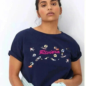 Maeve Beach Embroidered Sweatshirt Tee